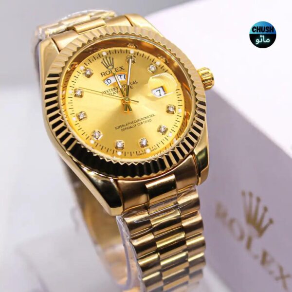 Jubilee Date Just Gold Watch | Fluted Bezel, Black Dial & Quartz Movement - Image 3